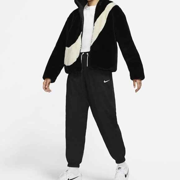 Nike Sportswear Womens Black Fossil Faux Fur Full Zip Jacket Size DO3791-010 - Picture 9 of 15
